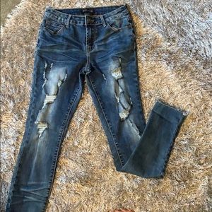 Lightly distressed skinny jeans
